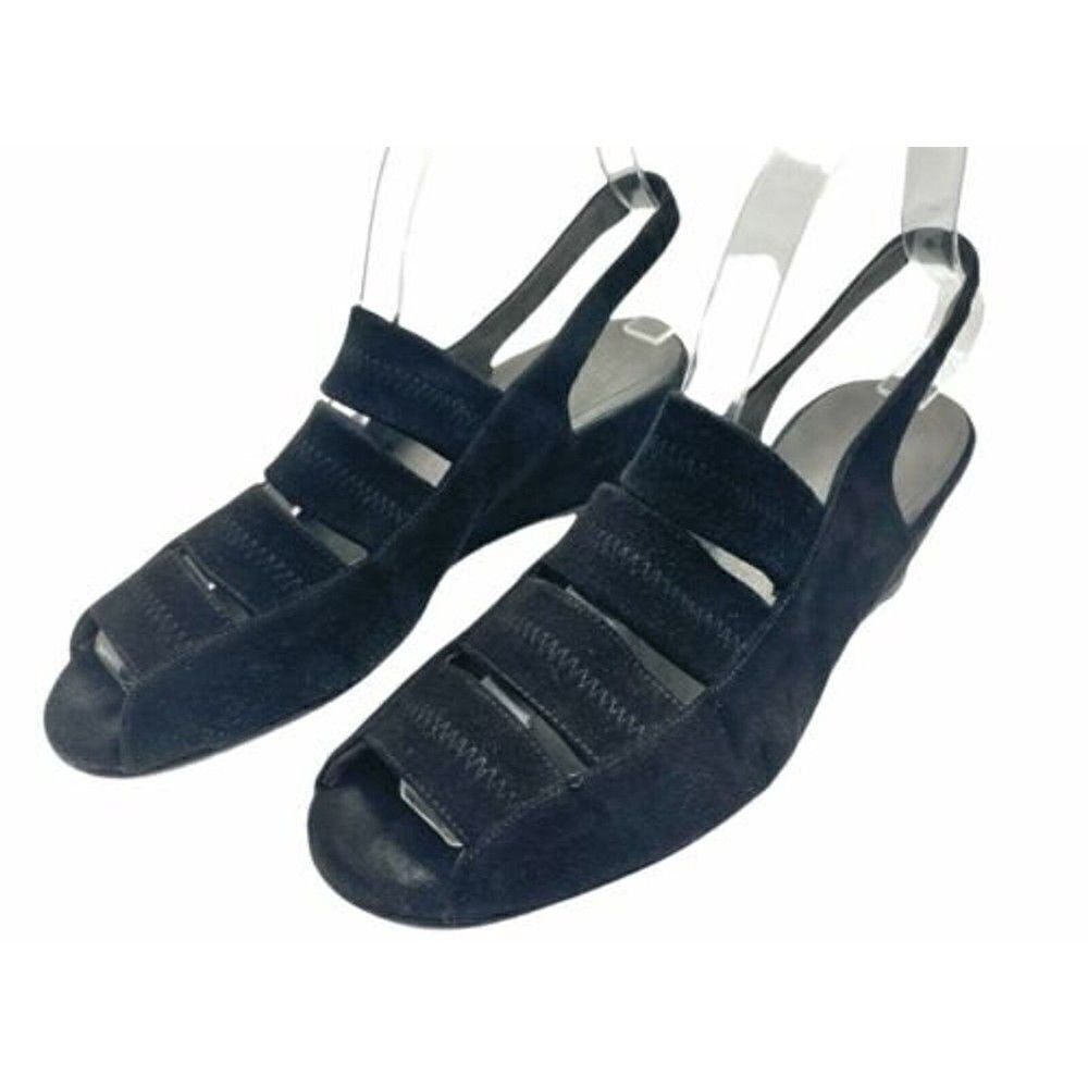 Stuart Weitzman Spando Suede Slingback Strappy Wedge Heels 7M EUC Orig $398